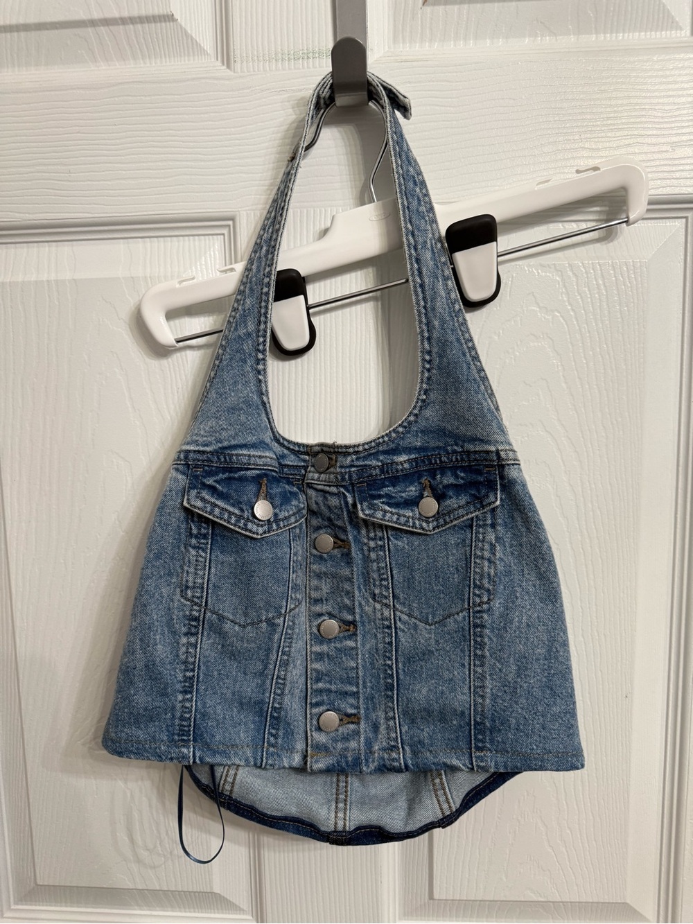Universal Thread Denim Halter Top Womens Size 4 Blue Jean Crop Top Y2K Boho